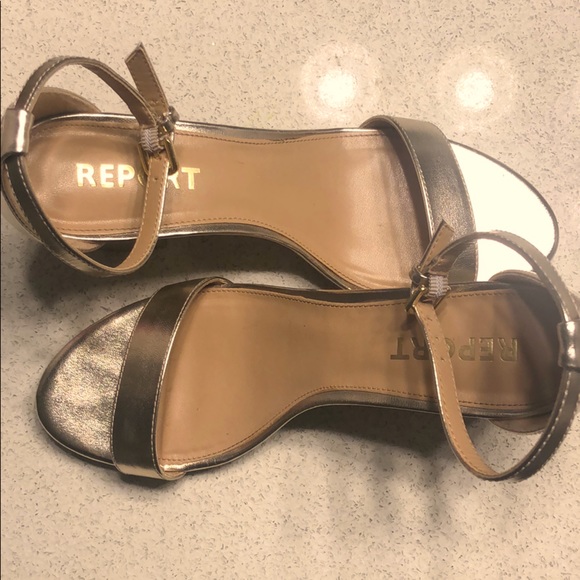 Report Shoes - Champagne Gold Block Heels